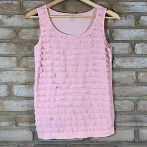 Loft Petites - Ruffled Tank Blouse - Size SP - Pink